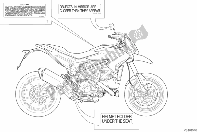 Todas as partes de Posizionamento Targhette do Ducati Hypermotard 939 USA 2018